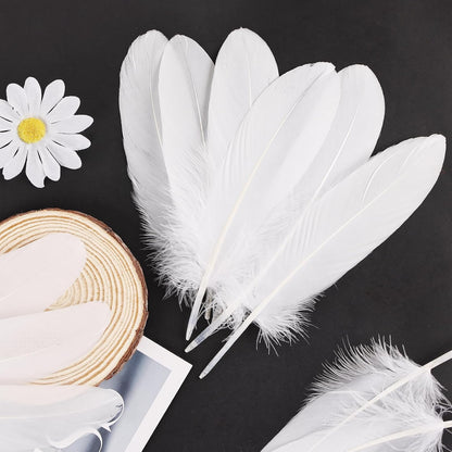 120pcs Yellow Goose Feathers Natural Bulk 6-8 inch 15-20cm for Crafts DIY Cosplay Wedding Party Halloween Decoration Goose Nagoire Feathers