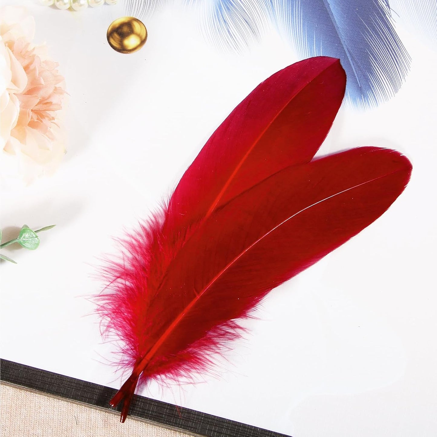 120pcs Yellow Goose Feathers Natural Bulk 6-8 inch 15-20cm for Crafts DIY Cosplay Wedding Party Halloween Decoration Goose Nagoire Feathers