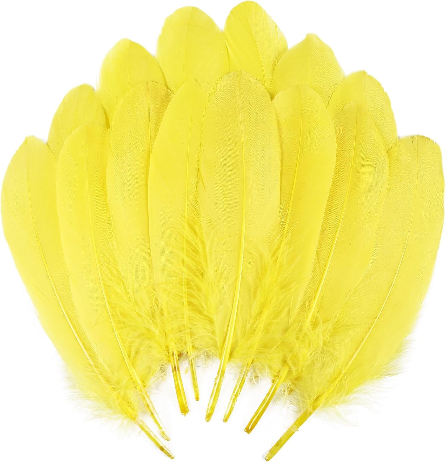 120pcs Yellow Goose Feathers Natural Bulk 6-8 inch 15-20cm for Crafts DIY Cosplay Wedding Party Halloween Decoration Goose Nagoire Feathers