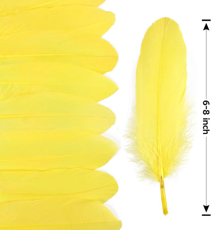 120pcs Yellow Goose Feathers Natural Bulk 6-8 inch 15-20cm for Crafts DIY Cosplay Wedding Party Halloween Decoration Goose Nagoire Feathers