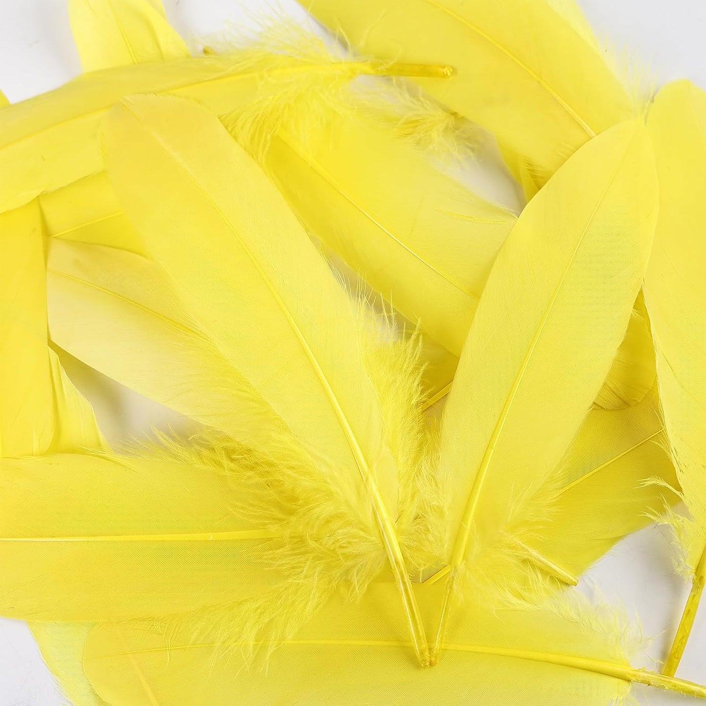 120pcs Yellow Goose Feathers Natural Bulk 6-8 inch 15-20cm for Crafts DIY Cosplay Wedding Party Halloween Decoration Goose Nagoire Feathers