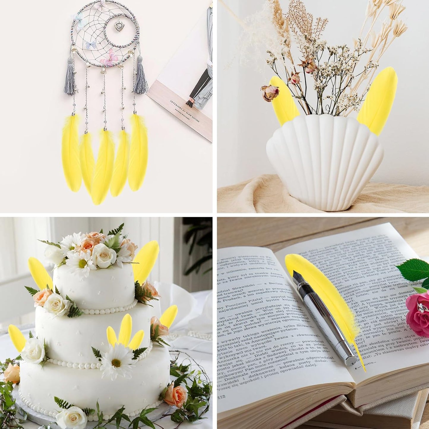 120pcs Yellow Goose Feathers Natural Bulk 6-8 inch 15-20cm for Crafts DIY Cosplay Wedding Party Halloween Decoration Goose Nagoire Feathers