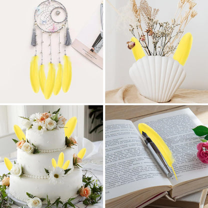 120pcs Yellow Goose Feathers Natural Bulk 6-8 inch 15-20cm for Crafts DIY Cosplay Wedding Party Halloween Decoration Goose Nagoire Feathers