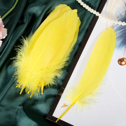 120pcs Yellow Goose Feathers Natural Bulk 6-8 inch 15-20cm for Crafts DIY Cosplay Wedding Party Halloween Decoration Goose Nagoire Feathers