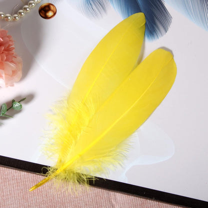 120pcs Yellow Goose Feathers Natural Bulk 6-8 inch 15-20cm for Crafts DIY Cosplay Wedding Party Halloween Decoration Goose Nagoire Feathers