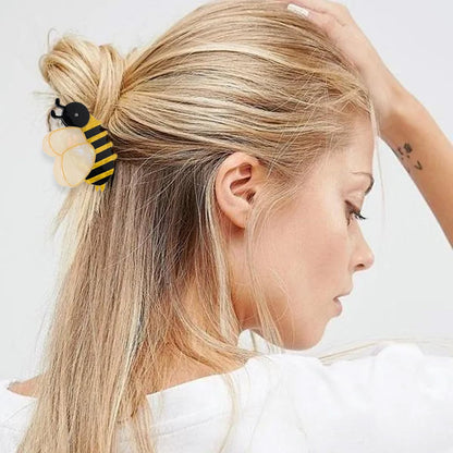 2 PCS Honeybee Hair Claw Clip Bee Hair Clip Cute Acetate Animal Headdress Fashion Anti-slip Bee Hairpin Funny Hair Accessories for Women Girls Styling Thick Hair Hairstyle Decoration（2 Sizes）