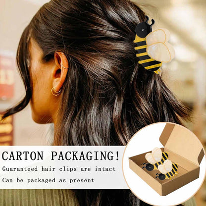2 PCS Honeybee Hair Claw Clip Bee Hair Clip Cute Acetate Animal Headdress Fashion Anti-slip Bee Hairpin Funny Hair Accessories for Women Girls Styling Thick Hair Hairstyle Decoration（2 Sizes）