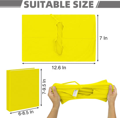 Yellow Fabric Book Cover for Hardcover, 1 Pack, 6x9 Inch, Up to 8.5”x9.5”, Adjustable School Book Sleeve Protector for Teens, Stretchable Decorative Cloth Book Sox for Book Lovers