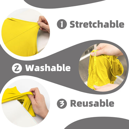Yellow Fabric Book Cover for Hardcover, 1 Pack, 6x9 Inch, Up to 8.5”x9.5”, Adjustable School Book Sleeve Protector for Teens, Stretchable Decorative Cloth Book Sox for Book Lovers