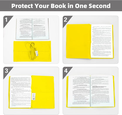 Yellow Fabric Book Cover for Hardcover, 1 Pack, 6x9 Inch, Up to 8.5”x9.5”, Adjustable School Book Sleeve Protector for Teens, Stretchable Decorative Cloth Book Sox for Book Lovers