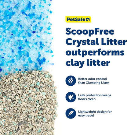 Disposable Litter Box, Fresh Scent, 4.3Lb Bag | Collapsible & Designed for Travel, Prefilled with Premium Crystal Litter, Leakproof Wax Coating, Includes 8 Disposable Scoops