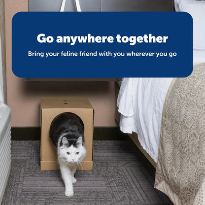 Disposable Litter Box, Fresh Scent, 4.3Lb Bag | Collapsible & Designed for Travel, Prefilled with Premium Crystal Litter, Leakproof Wax Coating, Includes 8 Disposable Scoops