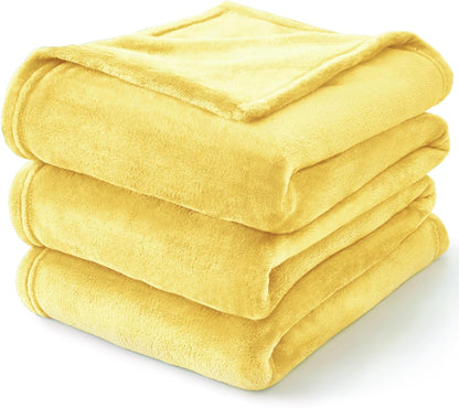Fleece Blanket Soft Plush Throw for Couch Light Yellow 50"x60" | Ultra Soft Fleece, Plush Microfiber, Lightweight Warmth, All Season Comfort, Fade Resistant, Machine Washable, Couch Sofa Bed