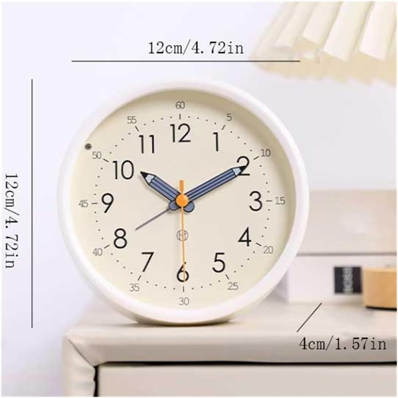 Alarm Clock Round Analog Alarm Clock Battery Operated for Living Room Kitchen Bedroom Office School Dormitory Bedside Tabletop(Yellow)