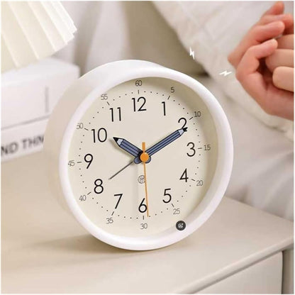 Alarm Clock Round Analog Alarm Clock Battery Operated for Living Room Kitchen Bedroom Office School Dormitory Bedside Tabletop(Yellow)