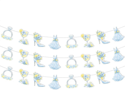 3Pcs Blue Floral Lemon Banner Garland She Found Her Main Squeeze Bridal Shower Decorations Citrus Diamond Ring Garland for Women Lemonade Bridal Shower Bachelorette Wedding Engagement Party Supplies