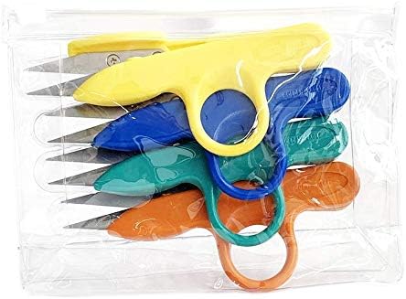 Golden Eagle Right/Left Craft Sewing Pruning Thread Scissors in Soft Vinyl Pouch 4pcs a Pack (4pcs Yellow)