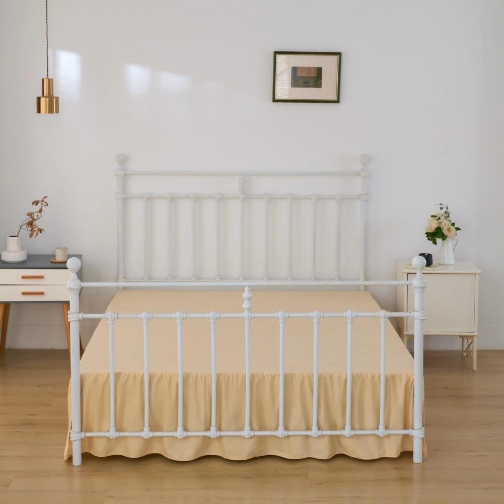 Bed Skirt Full Size Ruffled Bed Skirts with Split Corners, Yellow 14 Inch Drop Dust Ruffle Bed Skirts with Platform, 14''Full, Yellow