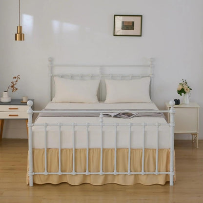 Bed Skirt Full Size Ruffled Bed Skirts with Split Corners, Yellow 14 Inch Drop Dust Ruffle Bed Skirts with Platform, 14''Full, Yellow