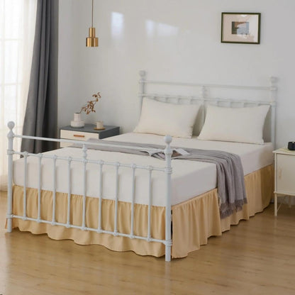 Bed Skirt Full Size Ruffled Bed Skirts with Split Corners, Yellow 14 Inch Drop Dust Ruffle Bed Skirts with Platform, 14''Full, Yellow