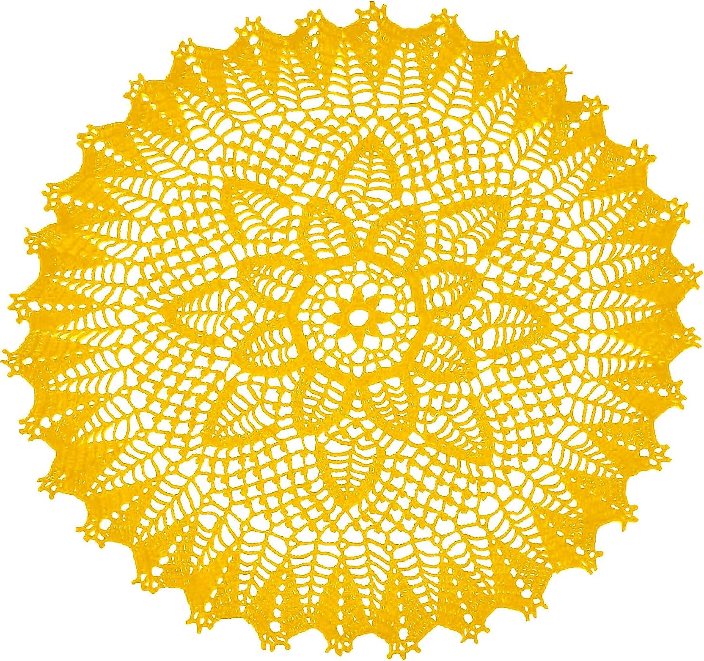 Lace Doilies Crochet Bohemia Lotus Flower Round Tablecloth 22-24 inches Placemat Table Bedroom Dresser Anniversary Mother's Day Decoration (1PC, Yellow)