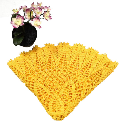 Lace Doilies Crochet Bohemia Lotus Flower Round Tablecloth 22-24 inches Placemat Table Bedroom Dresser Anniversary Mother's Day Decoration (1PC, Yellow)