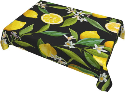 Rectangle Table Cloth,Floral Pattern Lemon Fruits Background Tablecloths Stain Resistance Water Repellent Washable Table Cover Decor for Home Kitchen Dining Party Patio Indoor and Outdoor 60"x 84"