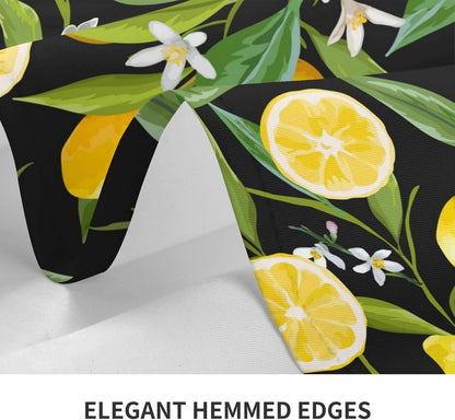 Rectangle Table Cloth,Floral Pattern Lemon Fruits Background Tablecloths Stain Resistance Water Repellent Washable Table Cover Decor for Home Kitchen Dining Party Patio Indoor and Outdoor 60"x 84"
