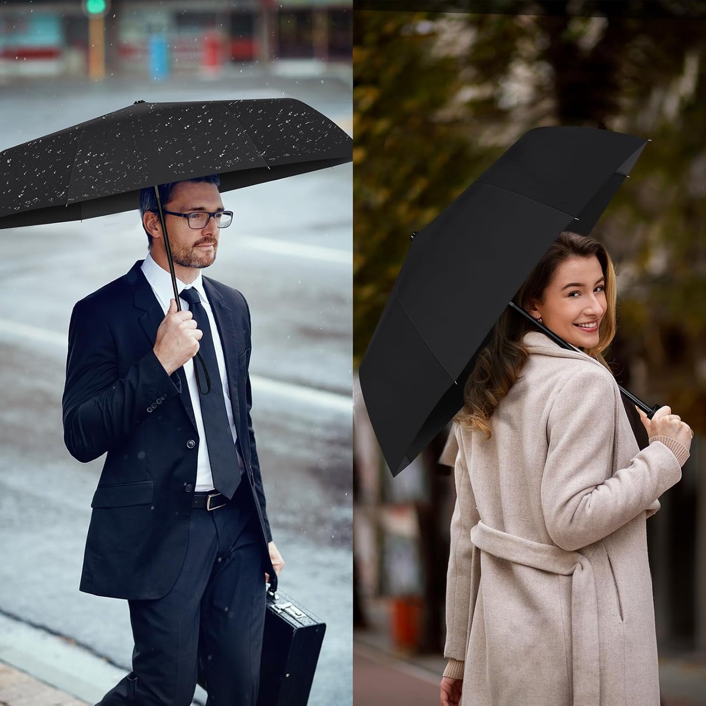5 Pcs Travel Umbrella, Small Black Compact Umbrellas Bulk, Automatic Windproof Portable Umbrellas for Rain, Men and Women