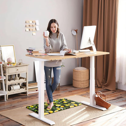 Lemon Kitchen Mat Set of 2 - Anti Fatigue Mats for Kitchen Floor - Non Slip Cushioned Rugs for Standing - Lemon Decor (17.3"×29"+17.3"×47"-0.4") Black