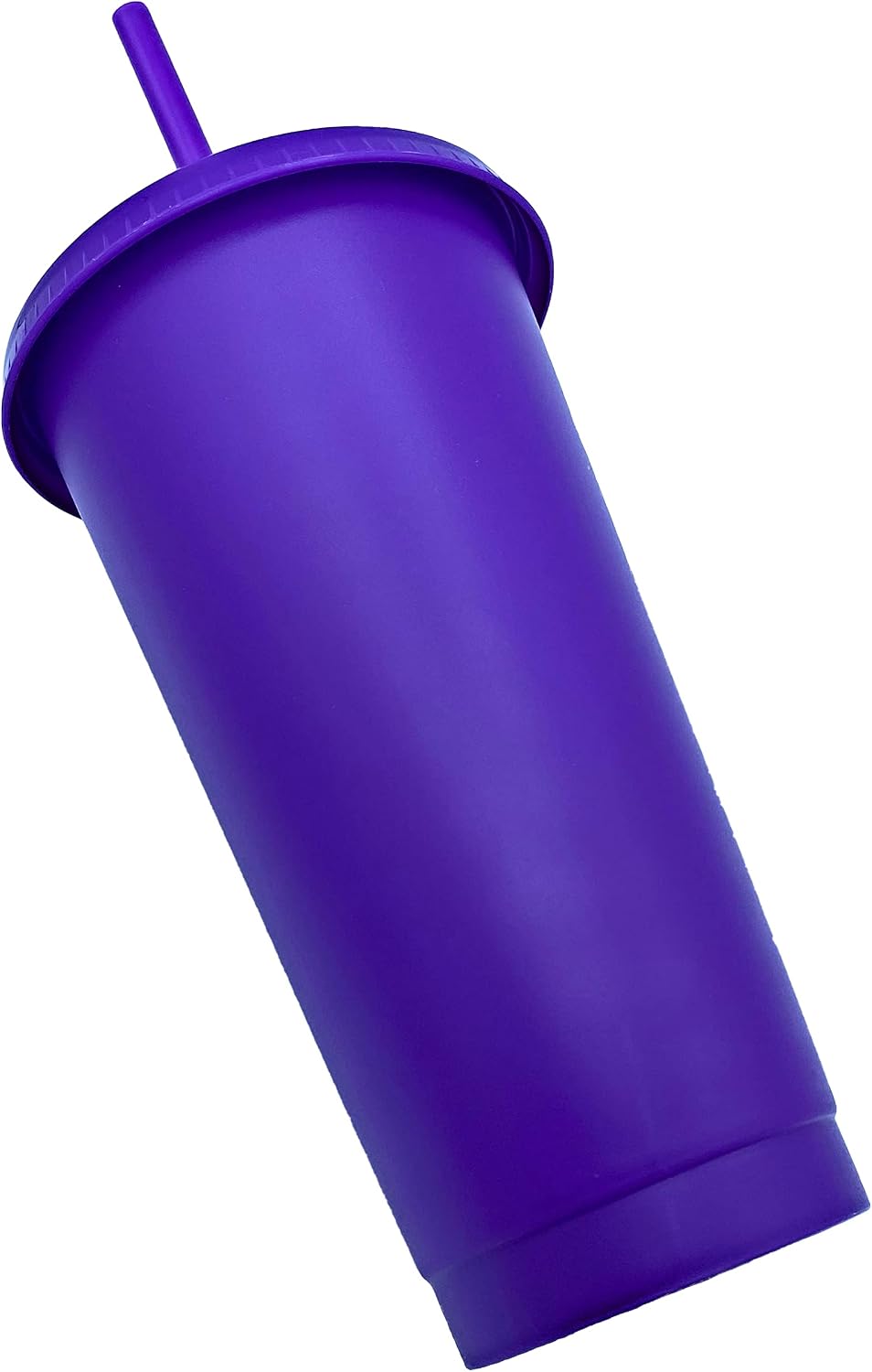 24oz Reusable Bold Color Plastic Cold Cup Tumbler with Straw and Lid 4 Pack (YELLOW)