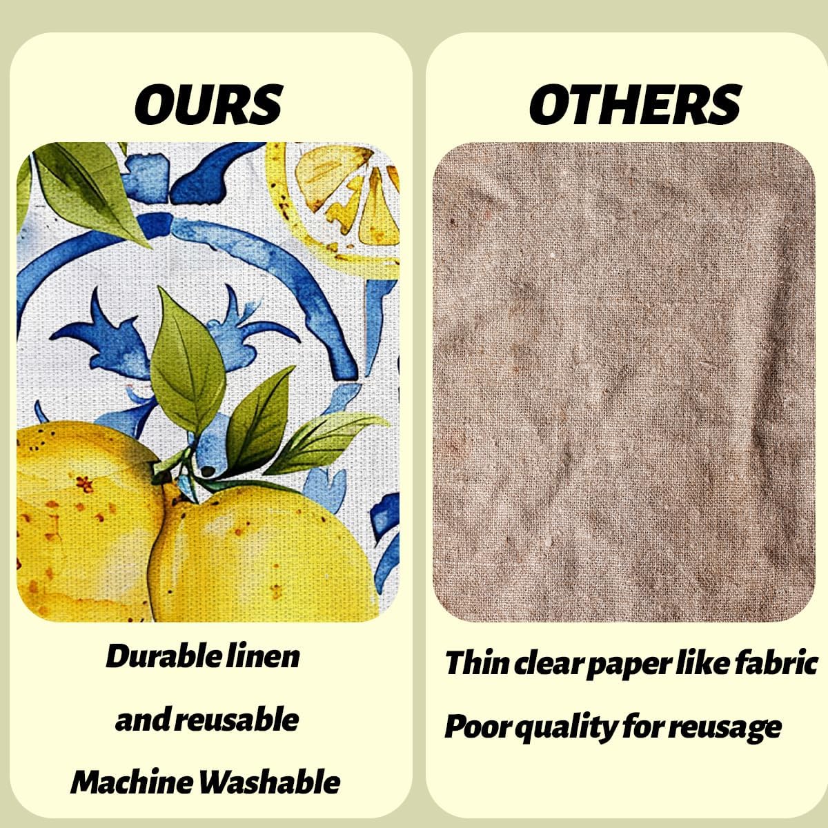 Lemon Table Runner 13x72 Inch, Italy Lemon Runners Holiday Party Decor | Spring Summer Blue Chinoiserie Linen Table Runner for Dining Room Living Room Kitchen Home Party Indoor Outdoor Farmhouse