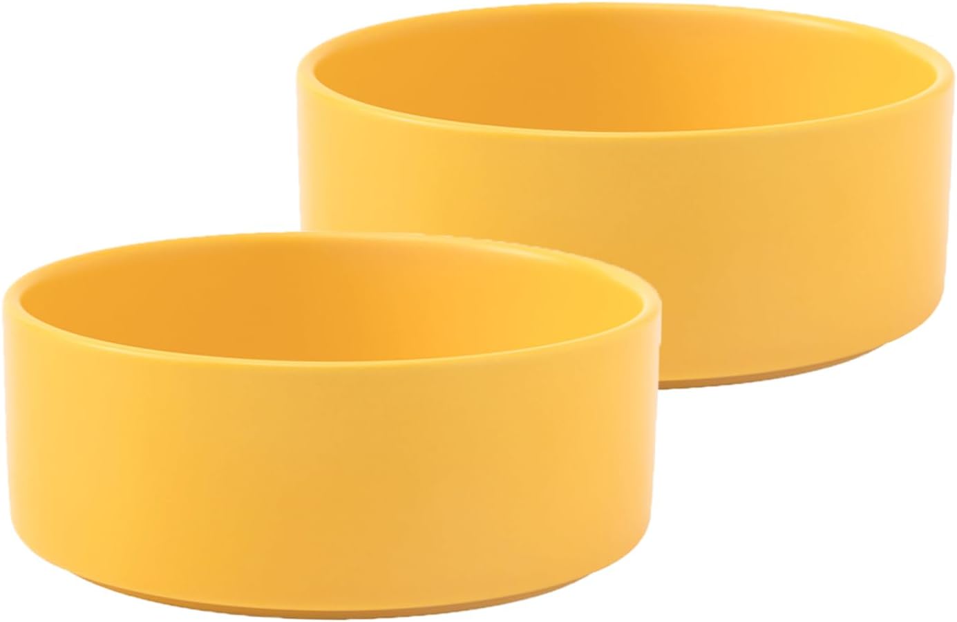 Ceramic Set of 2 Dog and Cat Bowls - Classic Food & Water Bowl for Kitty, Cats and Toy Breed Dogs, Dog Dishes, Food Grade Pet Bowl, Dishwasher & Microwave Safe (5.1'', 2 * 16OZ, Yellow)
