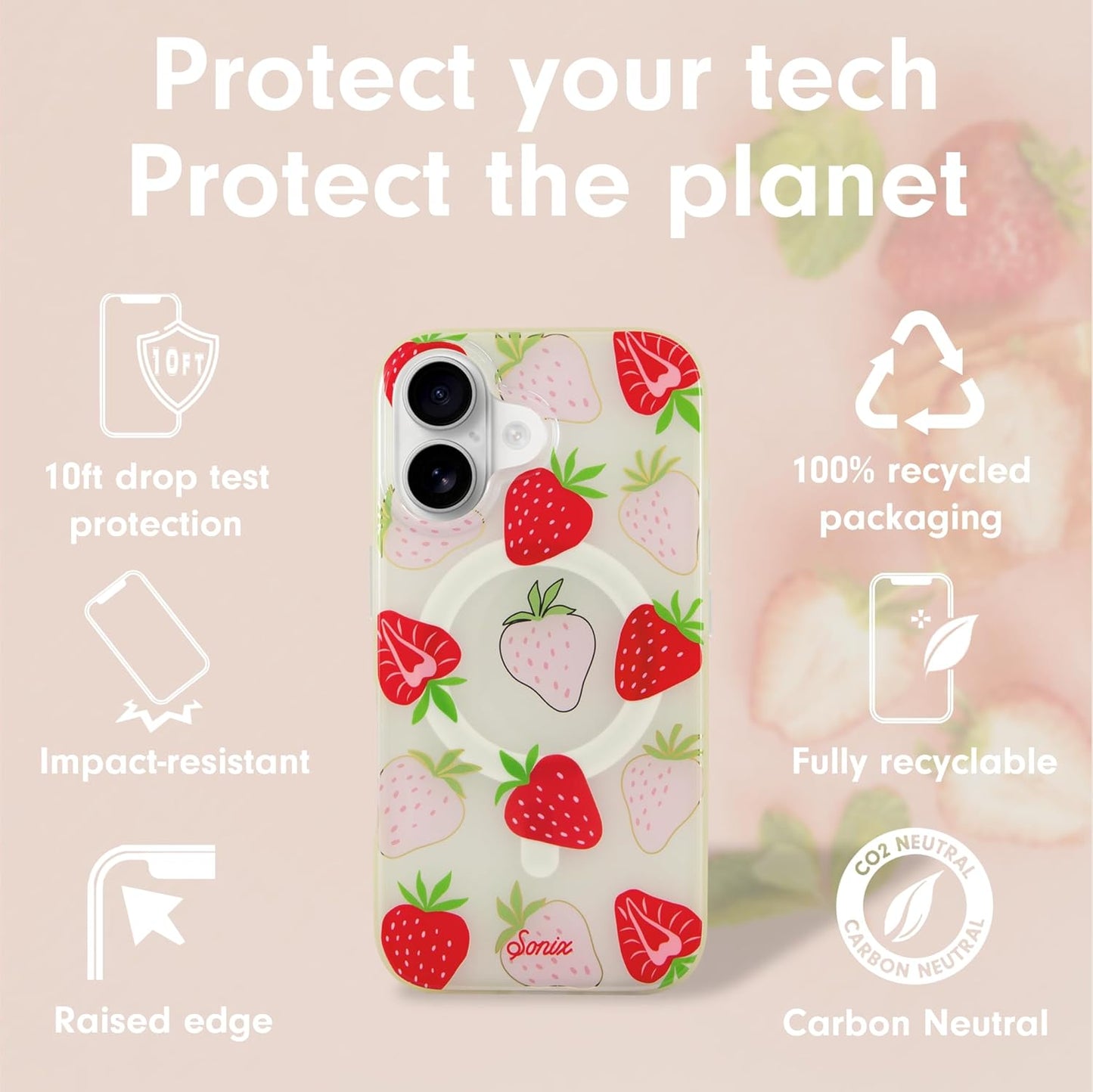 Phone Case for iPhone 16 Pro Max | Compatible with MagSafe | 10ft Drop Tested | Lemon Gingham - Colors B