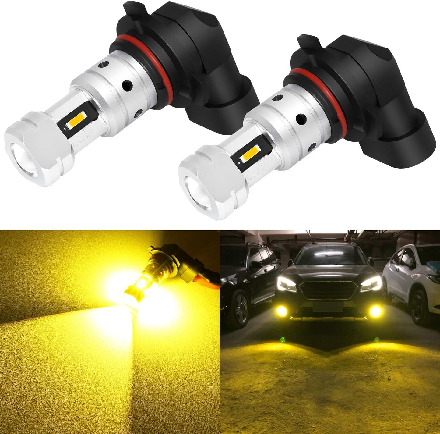 9006 Yellow Fog Light Bulbs 3800 Lumens Super Bright HB4 9006LL LED Bulb Replacement for Car Truck SUV Fog Lights or DRL Lamps, 3000K Golden Yellow, Pack of 2
