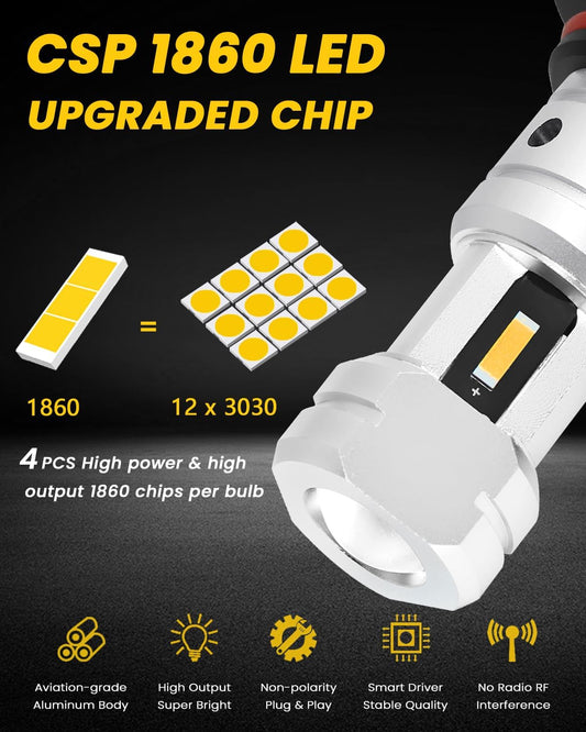 9006 Yellow Fog Light Bulbs 3800 Lumens Super Bright HB4 9006LL LED Bulb Replacement for Car Truck SUV Fog Lights or DRL Lamps, 3000K Golden Yellow, Pack of 2