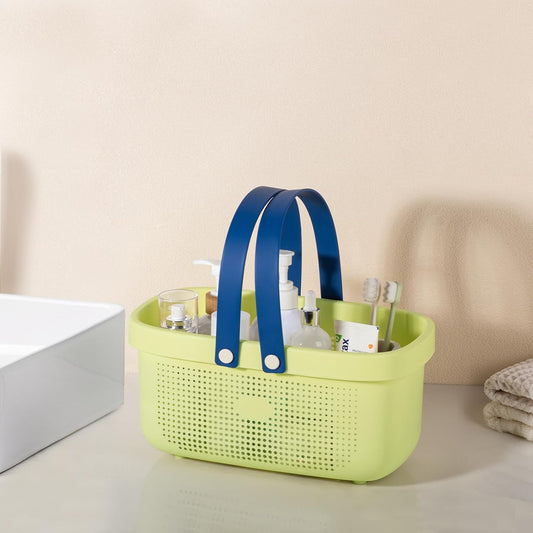 Plastic Storage Basket with Handle Portable Shower Caddy Tote Organizer Basket Bin for Bathroom Kitchen Dorm Room Bedroom, ‌Yellow