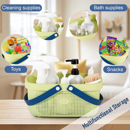 Plastic Storage Basket with Handle Portable Shower Caddy Tote Organizer Basket Bin for Bathroom Kitchen Dorm Room Bedroom, ‌Yellow