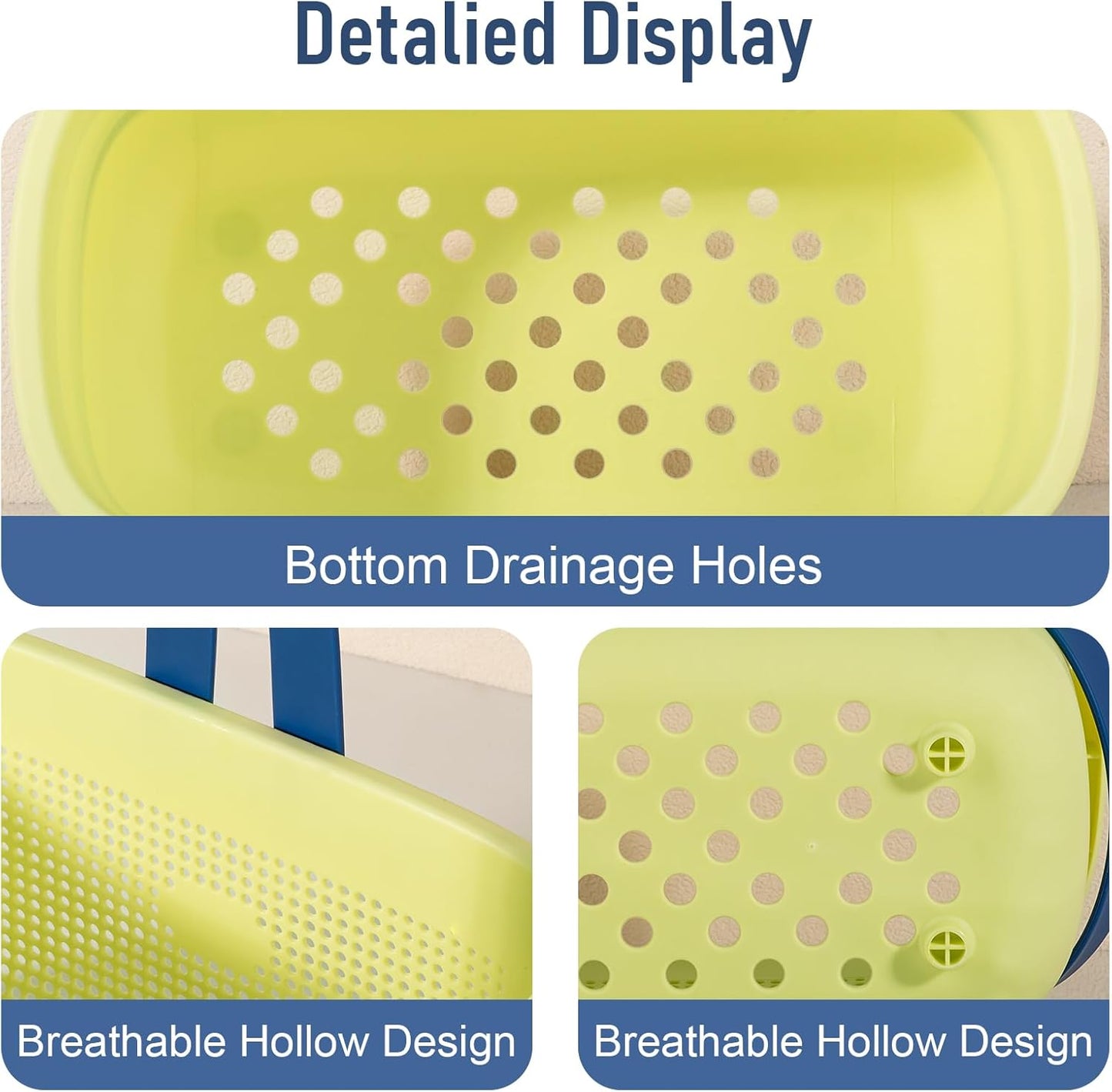 Plastic Storage Basket with Handle Portable Shower Caddy Tote Organizer Basket Bin for Bathroom Kitchen Dorm Room Bedroom, ‌Yellow