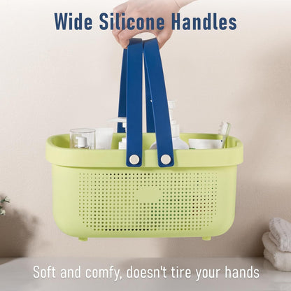 Plastic Storage Basket with Handle Portable Shower Caddy Tote Organizer Basket Bin for Bathroom Kitchen Dorm Room Bedroom, ‌Yellow