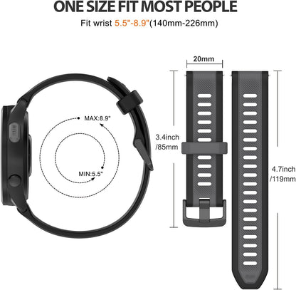 Compatible with Garmin Forerunner 165 Bands, 20mm Silicone Replacement Strap for Garmin Vivoactive 5 / Forerunner 55, 245, 645 Music Smartwatch