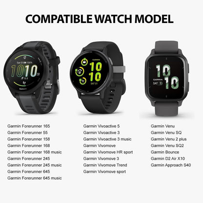 Compatible with Garmin Forerunner 165 Bands, 20mm Silicone Replacement Strap for Garmin Vivoactive 5 / Forerunner 55, 245, 645 Music Smartwatch