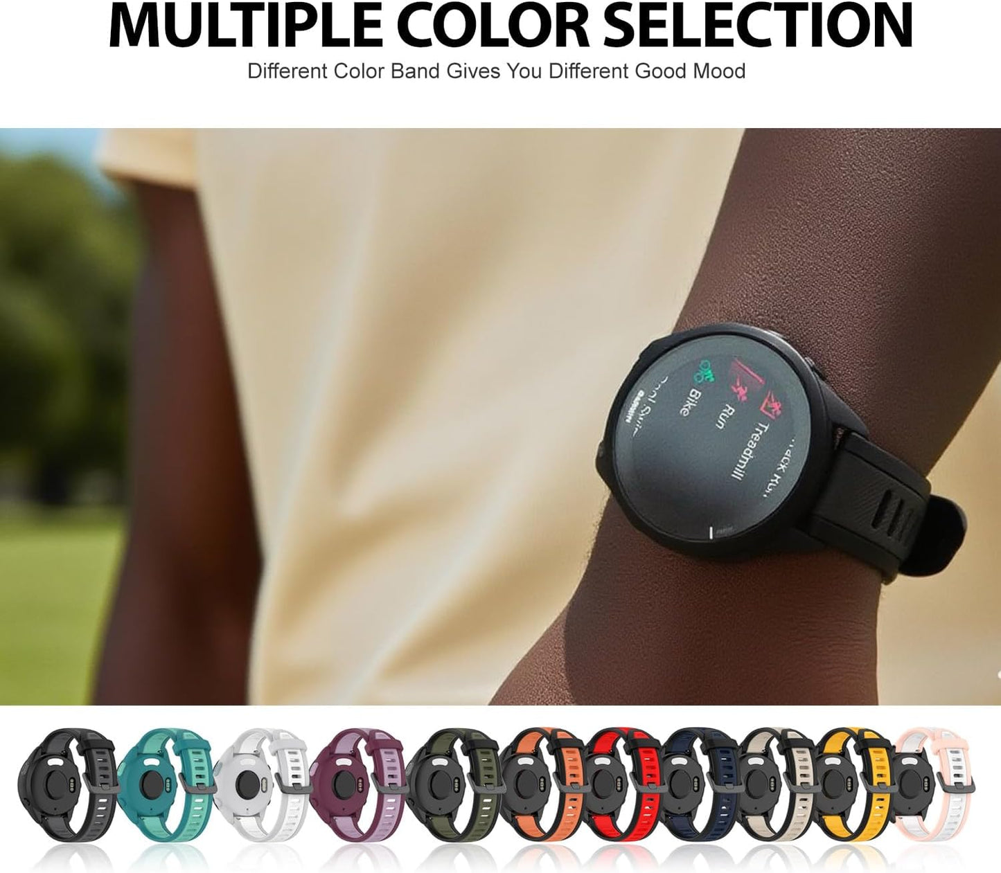 Compatible with Garmin Forerunner 165 Bands, 20mm Silicone Replacement Strap for Garmin Vivoactive 5 / Forerunner 55, 245, 645 Music Smartwatch