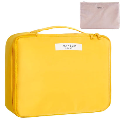 Travel Makeup Bag Cosmetic Bag Toiletry Bag for Women & Men, Yellow | Lightweight Makeup Bag, Large Capacity, Inner Waterproof Lining, Portable for Travel, Business, Daily Use
