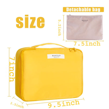Travel Makeup Bag Cosmetic Bag Toiletry Bag for Women & Men, Yellow | Lightweight Makeup Bag, Large Capacity, Inner Waterproof Lining, Portable for Travel, Business, Daily Use