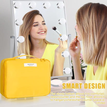 Travel Makeup Bag Cosmetic Bag Toiletry Bag for Women & Men, Yellow | Lightweight Makeup Bag, Large Capacity, Inner Waterproof Lining, Portable for Travel, Business, Daily Use