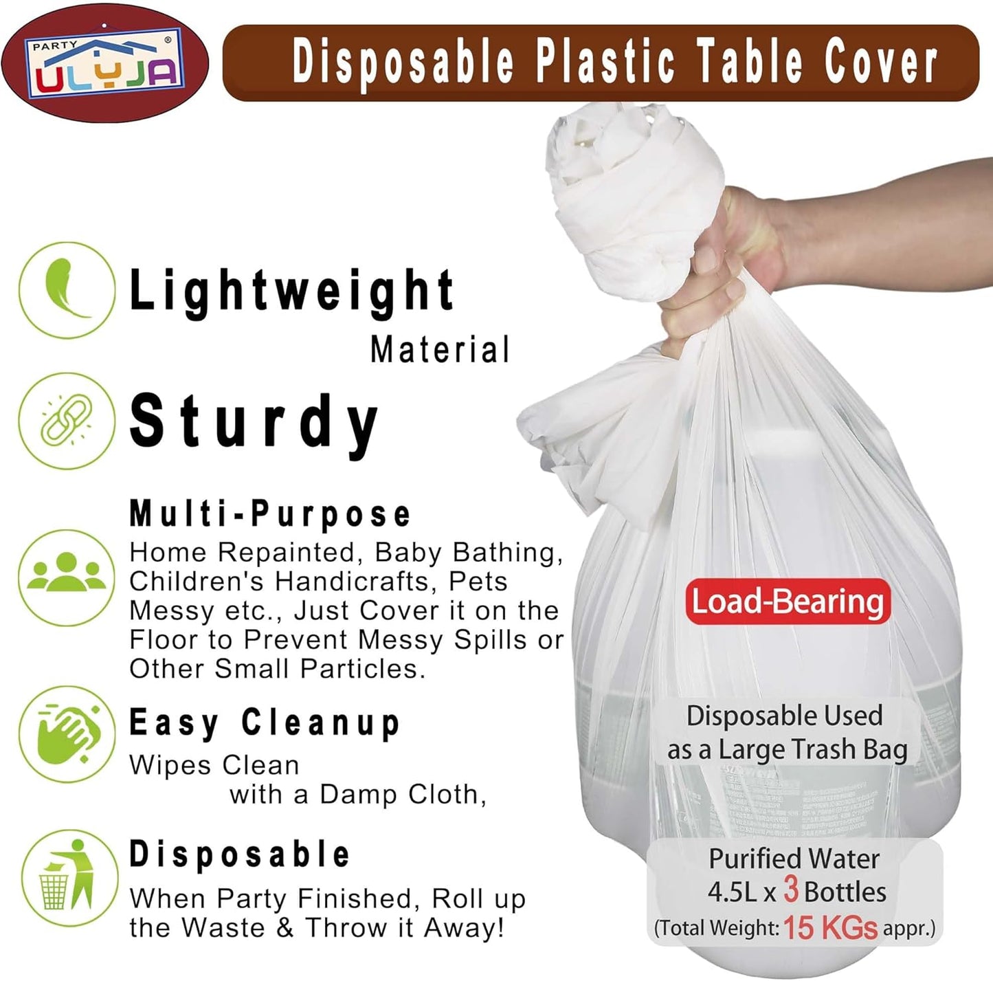 Light Yellow Tablecloths Plastic 3 Pack Premium 84 Inches Disposable Table Covers Decorative Table Cloths for Round Dinning Kitchen Tables