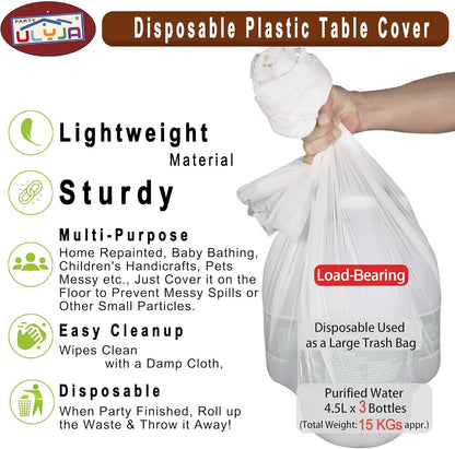 Light Yellow Tablecloths Plastic 3 Pack Premium 84 Inches Disposable Table Covers Decorative Table Cloths for Round Dinning Kitchen Tables