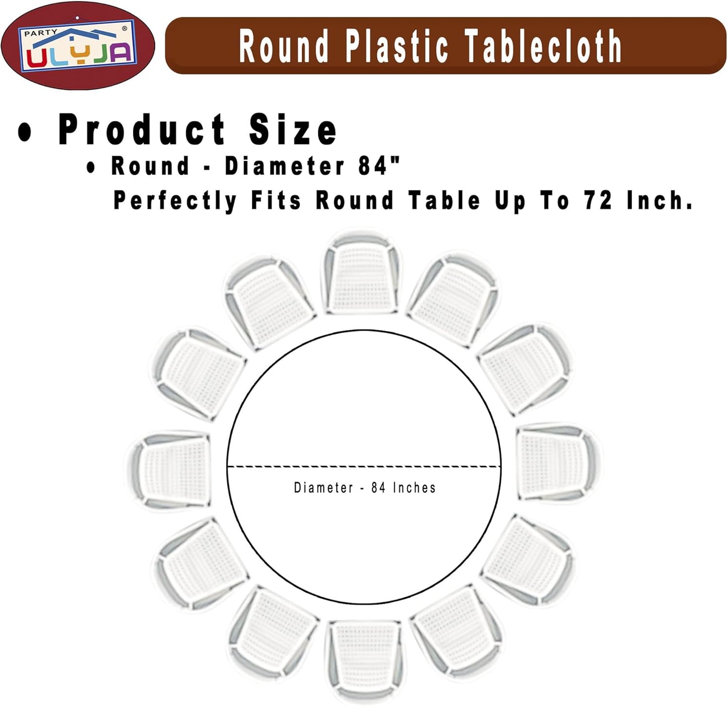 Light Yellow Tablecloths Plastic 3 Pack Premium 84 Inches Disposable Table Covers Decorative Table Cloths for Round Dinning Kitchen Tables