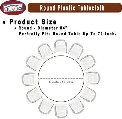 Light Yellow Tablecloths Plastic 3 Pack Premium 84 Inches Disposable Table Covers Decorative Table Cloths for Round Dinning Kitchen Tables